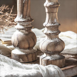 Lathed Solid Wood Candle Stand With a Black Metal Top Display for Mid-Sized Candles