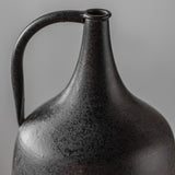 Rustic Metal Display Vase With a Dark Grey Paint and an Off-White Decor Band with a Beige Design