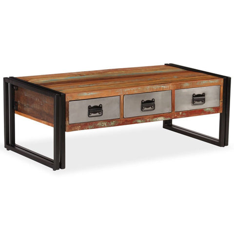 Coffee Table with 3 Drawers Solid Reclaimed Wood 39.4"x19.7"x13.8"