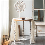 Solid Wood and Rustic White Metal Antique Coffee Side Table or Nightstand