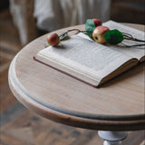 Antique Coffee & Tea Table For 2 With a Natural Wooden Top & Bottom and a Metal Centre Dowel