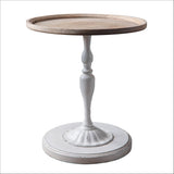 Antique Coffee & Tea Table With a Natural Wooden Top, Metal Centre Dowel and Thick Wooden Base