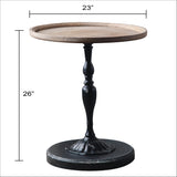 Antique Coffee & Tea Table With a Natural Wooden Top, Metal Centre Dowel and Thick Wooden Base