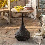 Rustic Wooden Coffee & Tea Table With a Natural Textured Dark Brown Metal Base