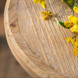 Rustic Wooden Coffee & Tea Table With a Natural Textured Dark Brown Metal Base