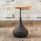 Rustic Wooden Coffee & Tea Table With a Natural Textured Dark Brown Metal Base