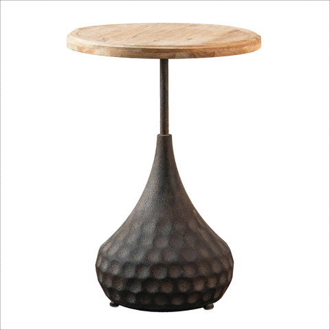 Rustic Wooden Coffee & Tea Table With a Natural Textured Dark Brown Metal Base