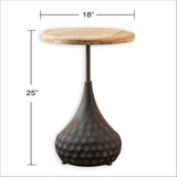 Rustic Wooden Coffee & Tea Table With a Natural Textured Dark Brown Metal Base