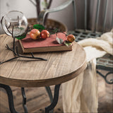 Coffee & Tea Table With a Rustic Wooden Top and Natural Curved Rugged Solid Steel Legs