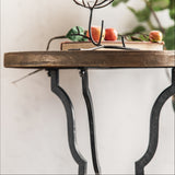 Coffee & Tea Table With a Rustic Wooden Top and Natural Curved Rugged Solid Steel Legs