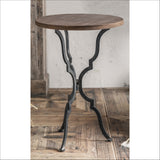 Coffee & Tea Table With a Rustic Wooden Top and Natural Curved Rugged Solid Steel Legs