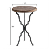 Coffee & Tea Table With a Rustic Wooden Top and Natural Curved Rugged Solid Steel Legs