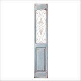 Antique White and Light Blue Weathered Wall Display Door With a Solid Steel Metal Design