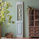 Antique White and Light Blue Weathered Wall Display Door With a Solid Steel Metal Design