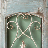 Antique White and Light Blue Weathered Wall Display Door With a Solid Steel Metal Design