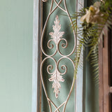 Antique White and Light Blue Weathered Wall Display Door With a Solid Steel Metal Design