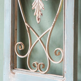 Antique White and Light Blue Weathered Wall Display Door With a Solid Steel Metal Design