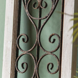 Rustic Weathered White Door Panel With a Solid Steel Metal Design