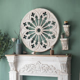 Circular Solid Steel With Cut-Out Design Wall Art Display Painted With an Off-white