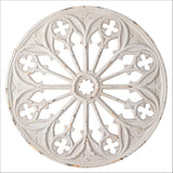 Circular Solid Steel With Cut-Out Design Wall Art Display Painted With an Off-white