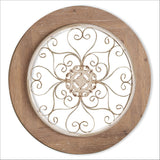 Circular Solid Wood and Rustic Metal Flowing Design Wall Art Display