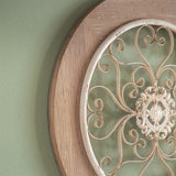 Circular Solid Wood and Rustic Metal Flowing Design Wall Art Display