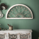 Half Circle Solid Wood and Rustic Metal Flowing Design Wall Art Display