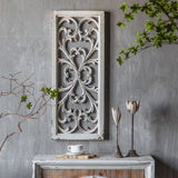 Solid Wood Wall Decor With a Chiselled Flowing Design Art Display