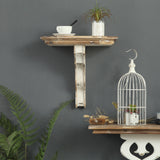 Floating Wooden Wall Shelf With A Rustic White Finish And Antique Look & Design