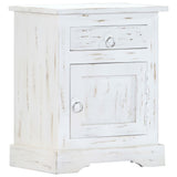 Bedside Cabinet White 15.7"x11.8"x19.7" Solid Mango Wood