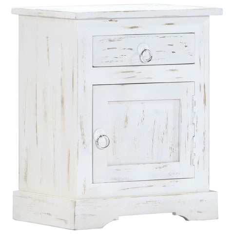 Bedside Cabinet White 15.7"x11.8"x19.7" Solid Mango Wood