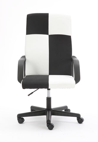 Chessboard office chair with adjustable backrest and armrests